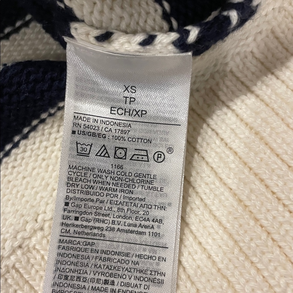 GAP cotton oversized pullover, super soft, cream with navy stripe, size XS - Picture 3 of 5